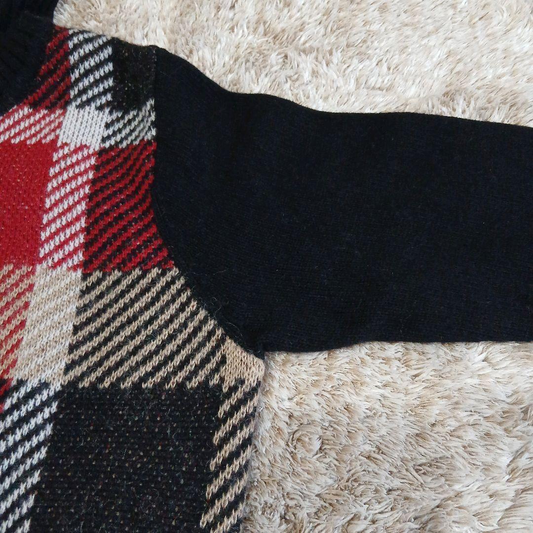 ブルーレーベルクレストブリッジ ウールモヘヤワンピース CBチェック ハイネック