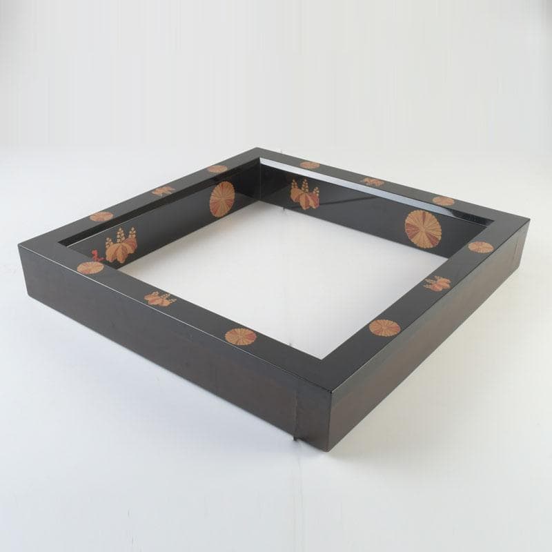 茶道具　黒漆　高台寺蒔絵　炉縁　在銘　共箱　V　9892A