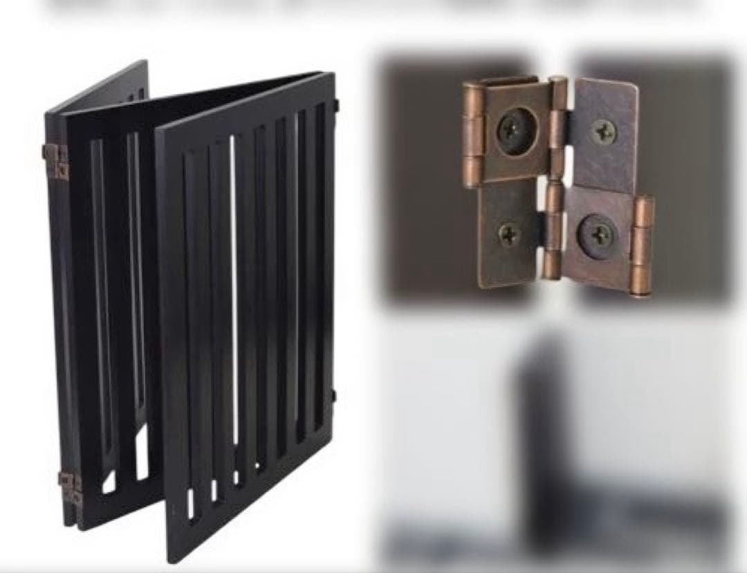 【良品】置くだけ　簡単　木製　折りたたみ式ペットゲート　パーテーション ブラウン