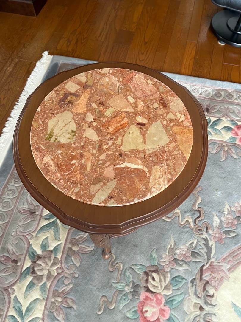 猫脚　花台　サイドテーブル　アンティーク　家具　大理石