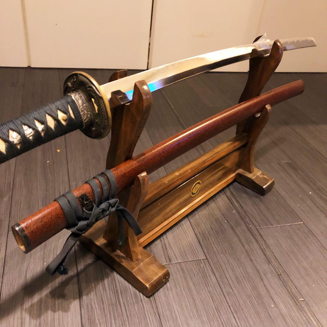 高級模造刀　深朱拵え　高級居合刀　研波刃　合金