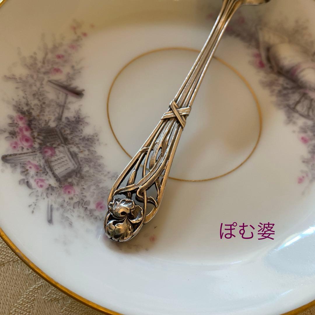 【フランス／Henin & Cie】純銀／コーヒースプーン １本 「アイリス」