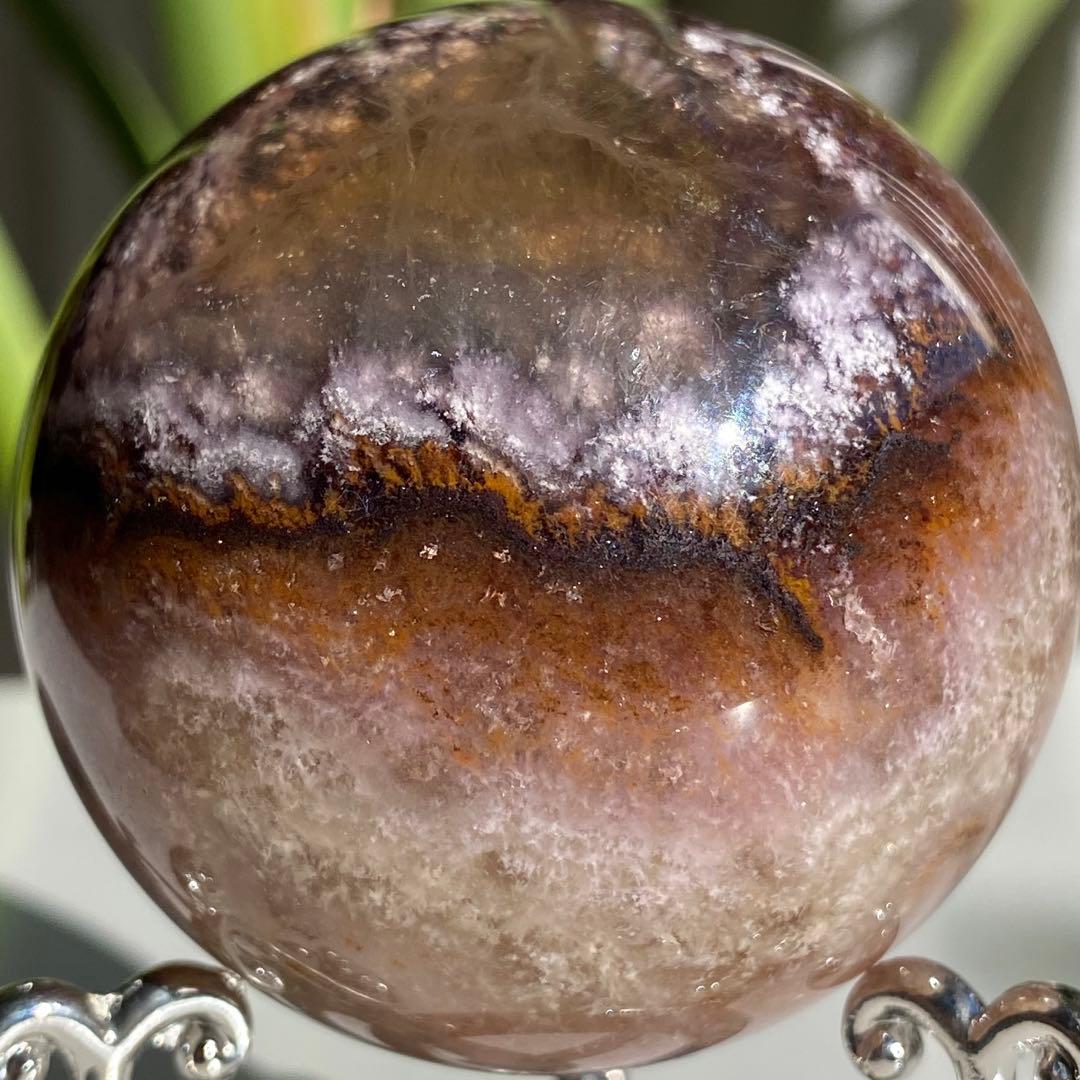 【 天然石　オーラライト 23 フローライト 共生 スフィア 丸玉 】