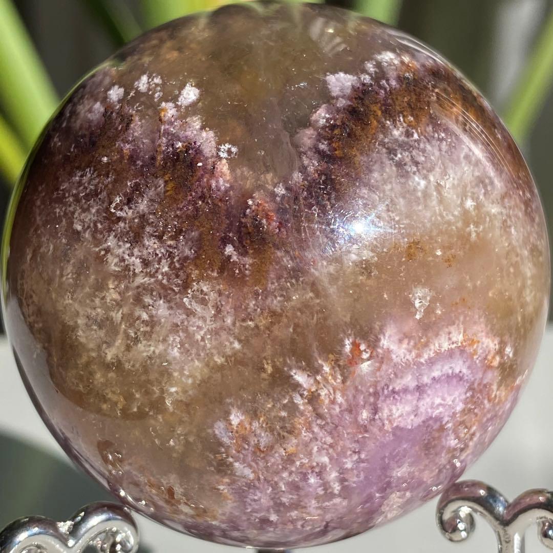 【 天然石　オーラライト 23 フローライト 共生 スフィア 丸玉 】