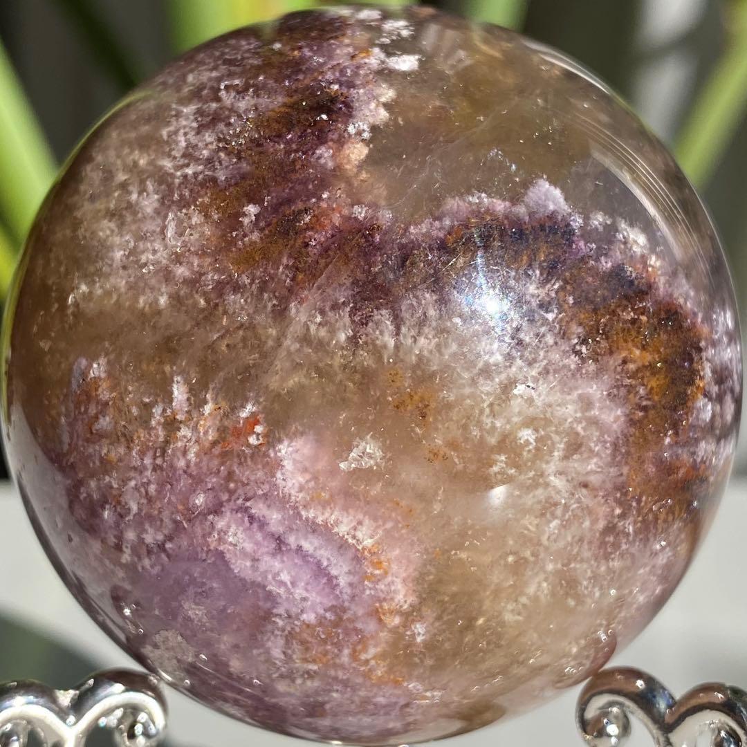 【 天然石　オーラライト 23 フローライト 共生 スフィア 丸玉 】