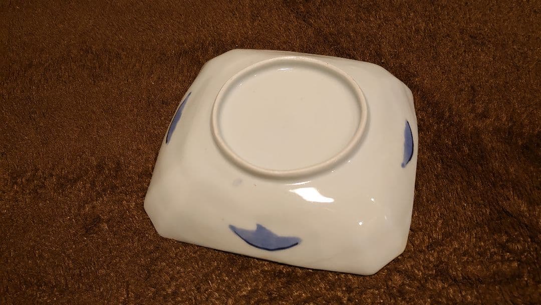 古伊万里　伊万里　色絵　山水　菓子皿　角皿　鑑賞陶器　蔵出し　１客