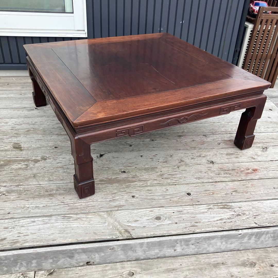 昭和レトロ 銘木 木製彫刻 座卓 ちゃぶ台 センターテーブル 古家具 古民家