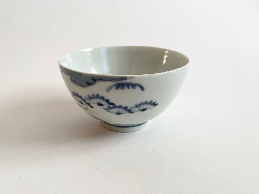 骨董　アンティーク　古伊万里　染付　樹木文様　　お碗　飯碗