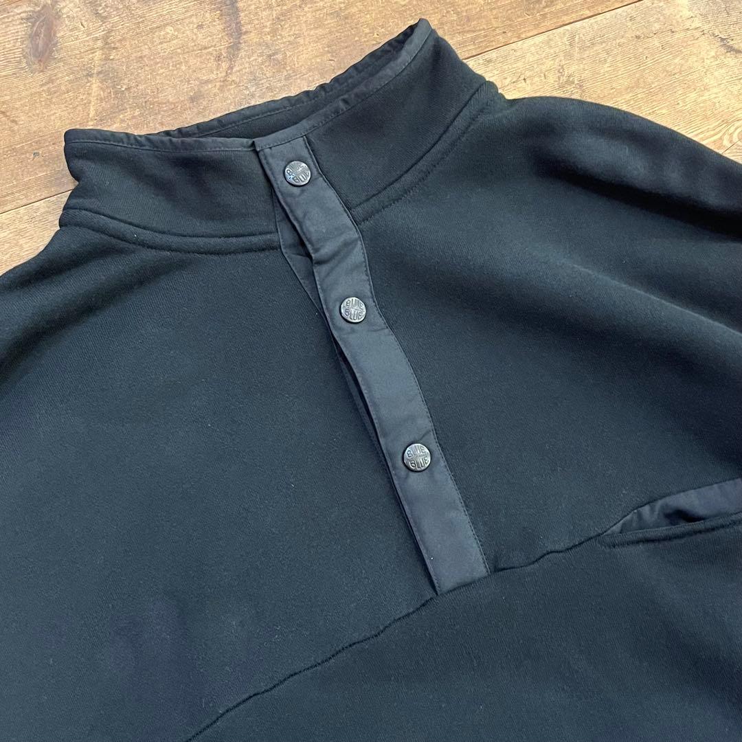 ★極美品 ブルーブルー ハーフボタンスウェット トレーナー Lサイズ 黒