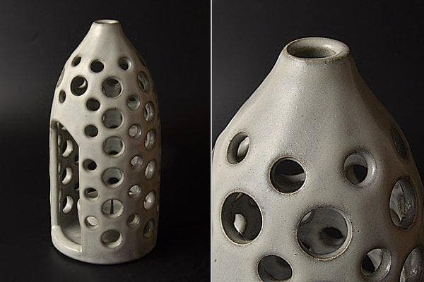 u589 現代作家　杉原祥公　丹波焼燈台　燭台 ローソク立て 骨董