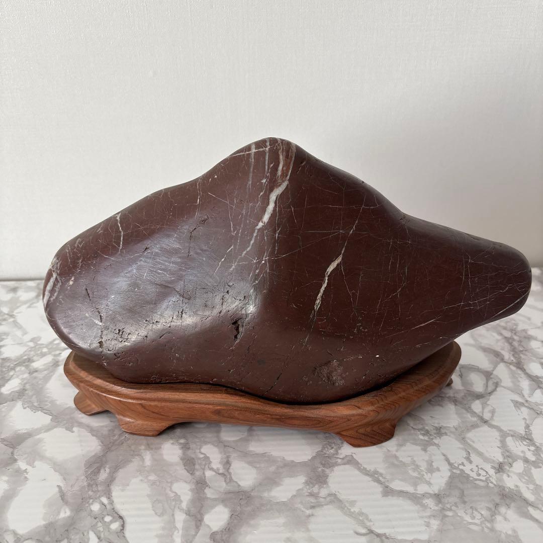 菊花石 木製台座付き 鑑賞石 自然石 天然石 鉱物 置物