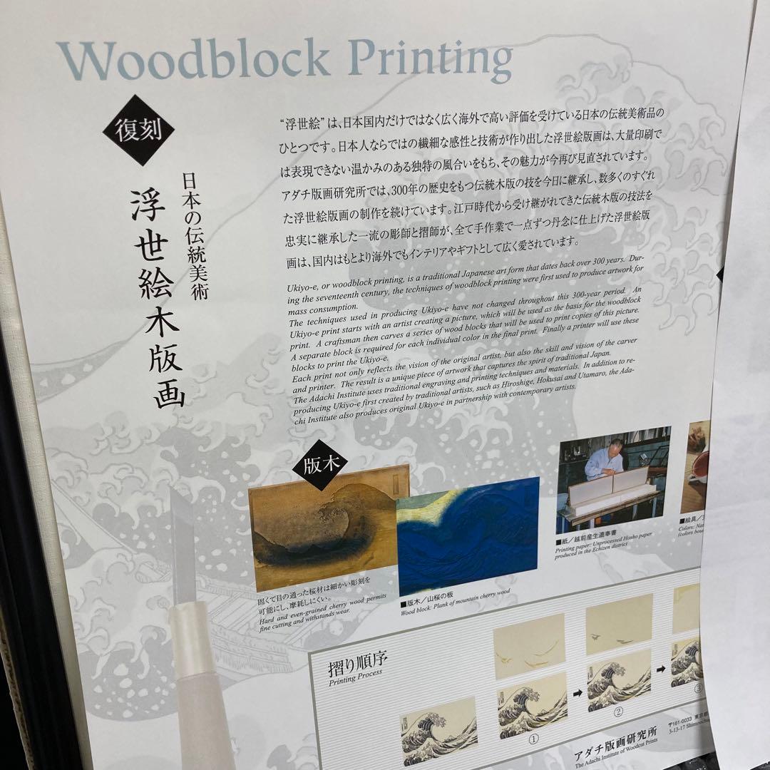 額付き！復刻版画　神奈川沖浪裏　葛飾北斎