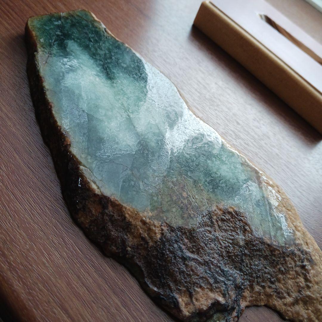 ミャンマー産　A貨翡翠スライス　オブジェ置き物　約418g