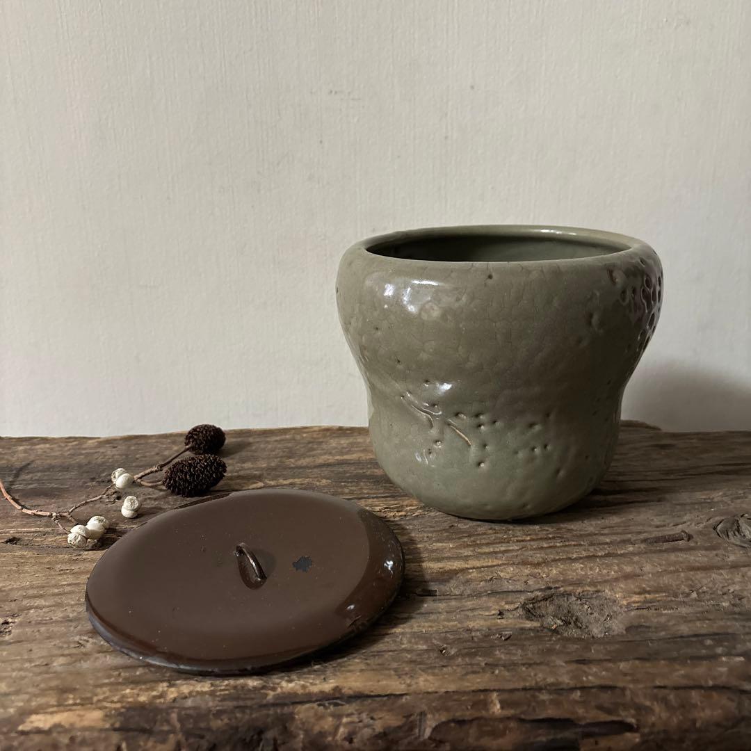 古伊万里青磁水差　江戸　初期　茶道具　抹茶　古民芸　アンティーク　方丈唯心　李朝