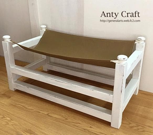 【NEW】【引取可能】ネコ用ハンモック 猫用ベッド ペット用木製ベッド 完成品