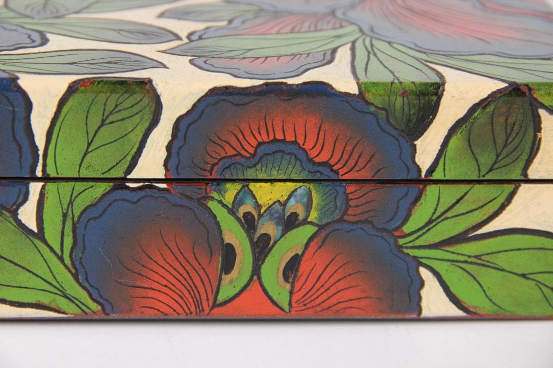 二代雲山作　蒔絵彩色　胡蝶蘭図　漆塗　硯箱　書道具　美品　時代物 EG1-20