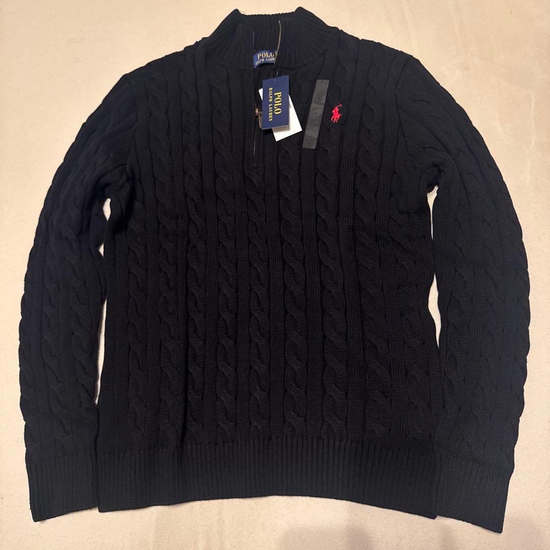 新品未使用　ラルフローレン　ケーブルニット　ネイビー　L