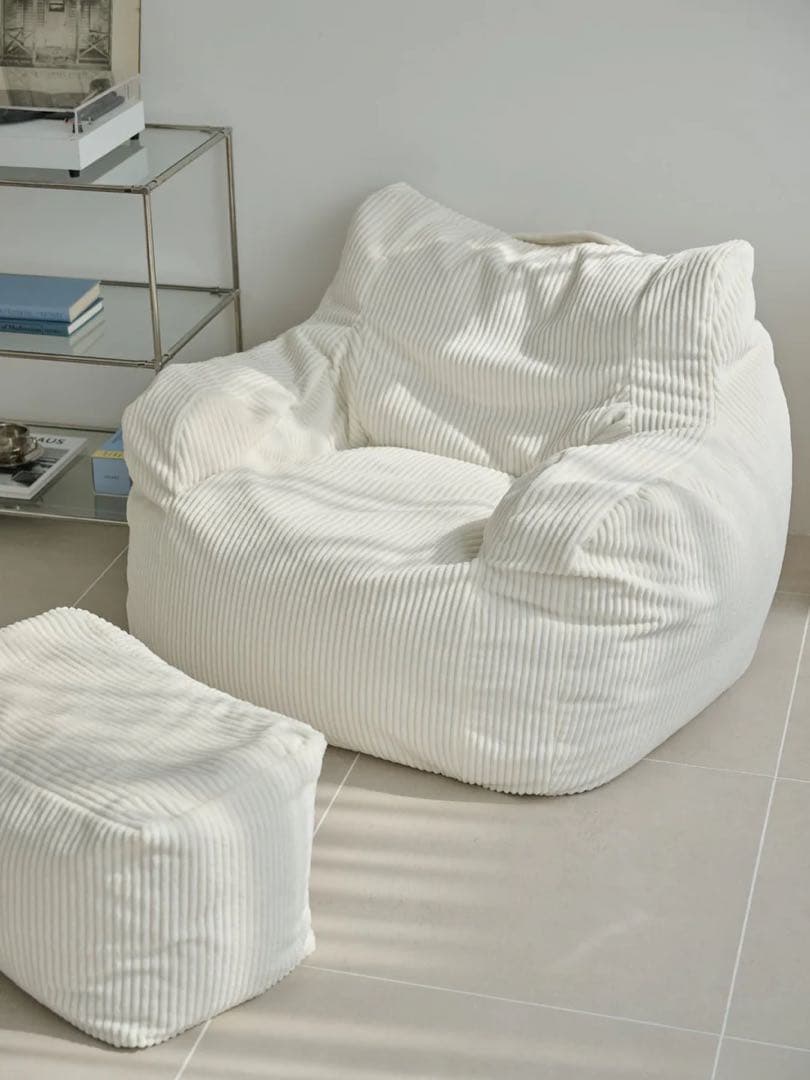 【杏2】LOOSY ソファ+オットマン：HUGME 1人掛けビーズソファ