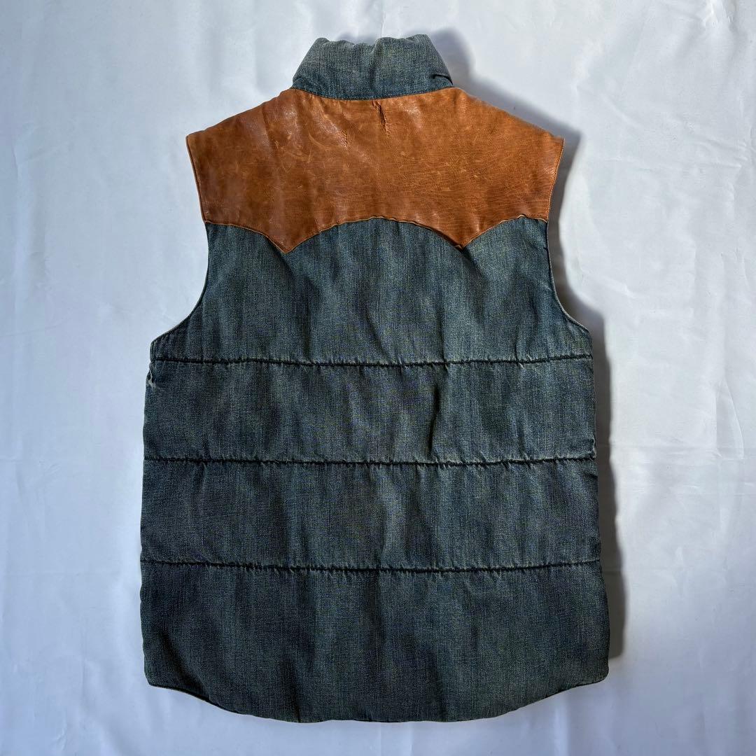 Ralph Lauren 中綿ベスト ネイティブ柄 デニム レザー切り替え