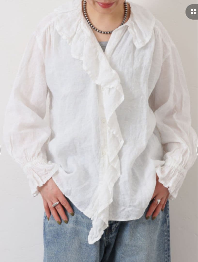 ジャーナルスタンダード ラックス　フレンチリネンフリルパフ　ブラウス　麻