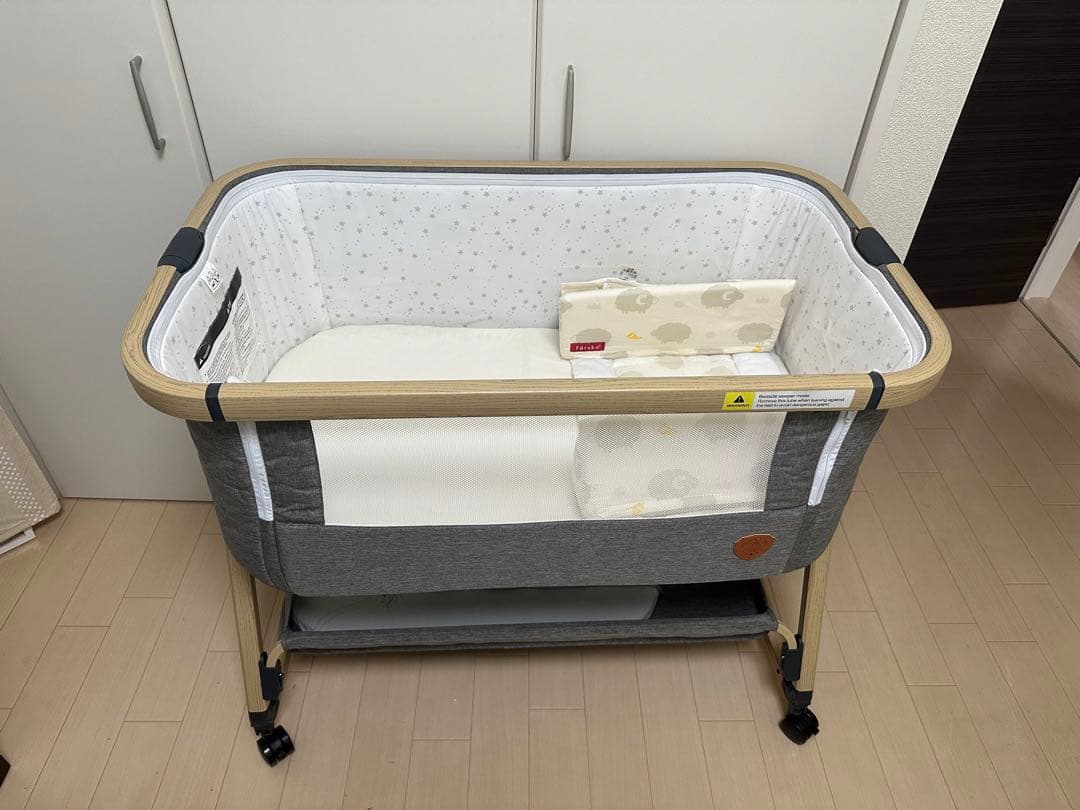 HZDMJ 添い寝ベビーベッド キャスター付き