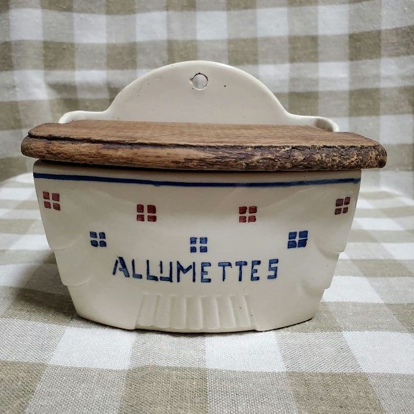 アンティーク　フランス　リュネヴィル　陶器製マッチ入れ　K&G