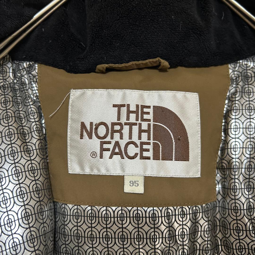 【ノースフェイス】ダウンジャケット モッズコート　こげ茶　フェイクファー刺繍H3