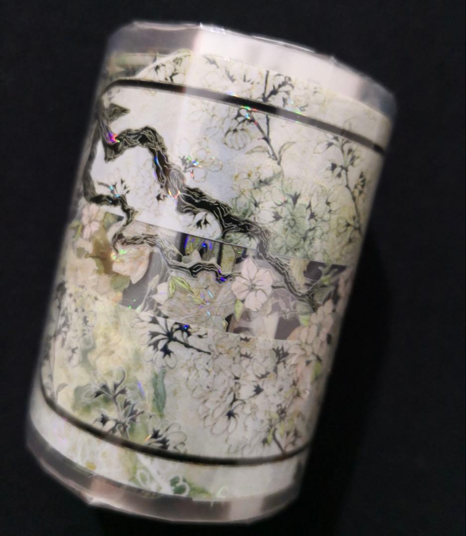 【8651】海外　マステ　3/5/巻売り　貝殻光マスキングテープ　古風　緑