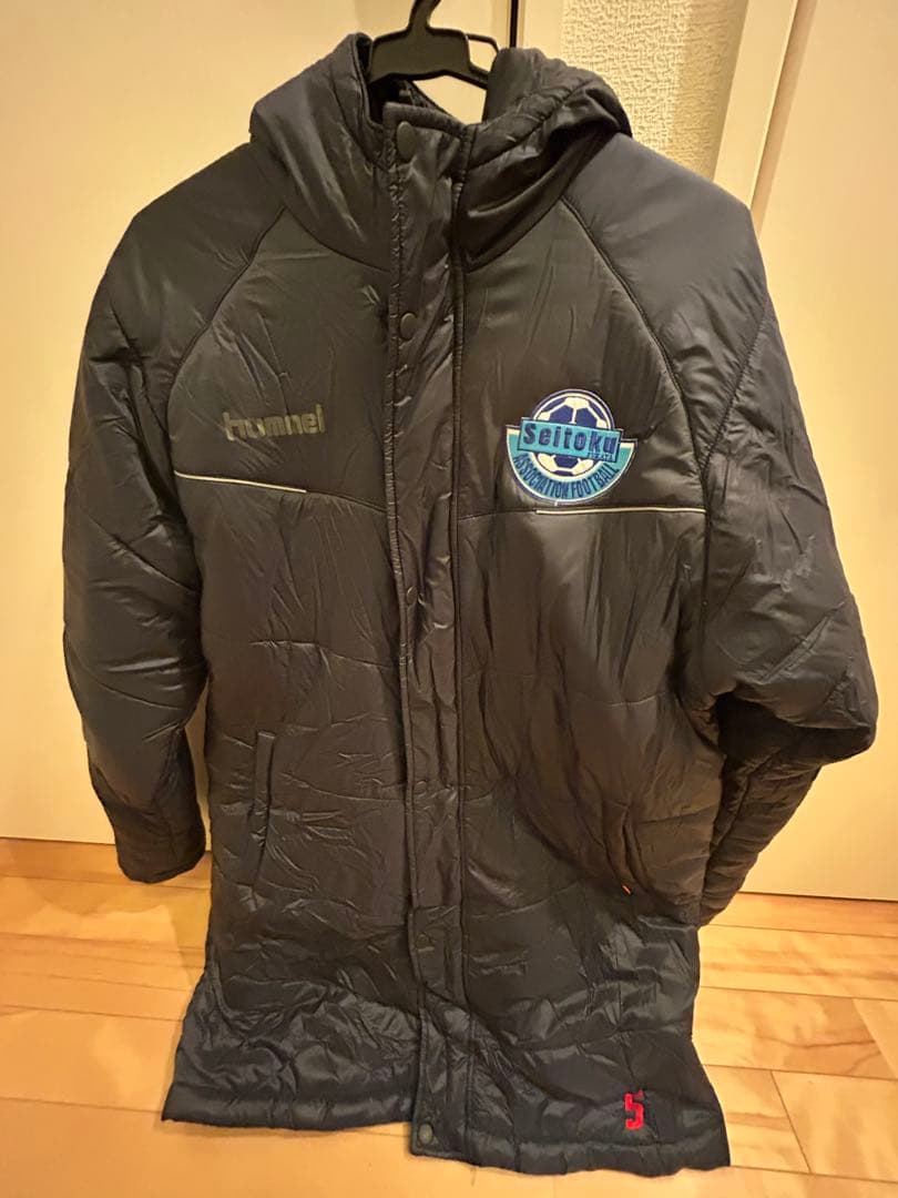 hummel フード付き 紺 ベンチコート