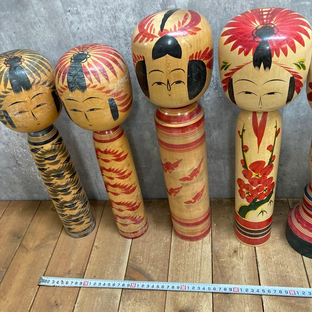 D-3 【希少】伝統こけし 6点セット まとめ売り（鳴子系・記念文字入り含む）