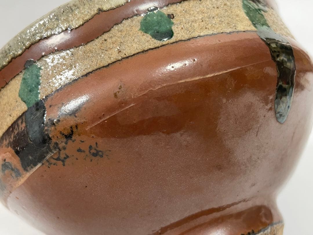 陶芸家　作家物　作者不明　濱田庄司　？　赤絵　柿釉青差　茶碗　抹茶碗　民芸　益子