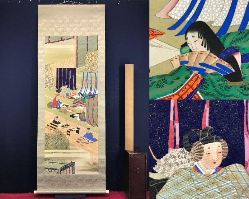 作者不詳/六歌仙図/平安初期の和歌の名人/極彩色/掛軸/名家伝来AH-574