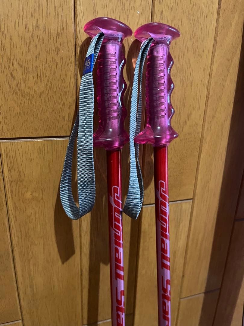 【フルセット】スキー100／ウェア上下／ストック／スキーブーツ／ピンク 女の子