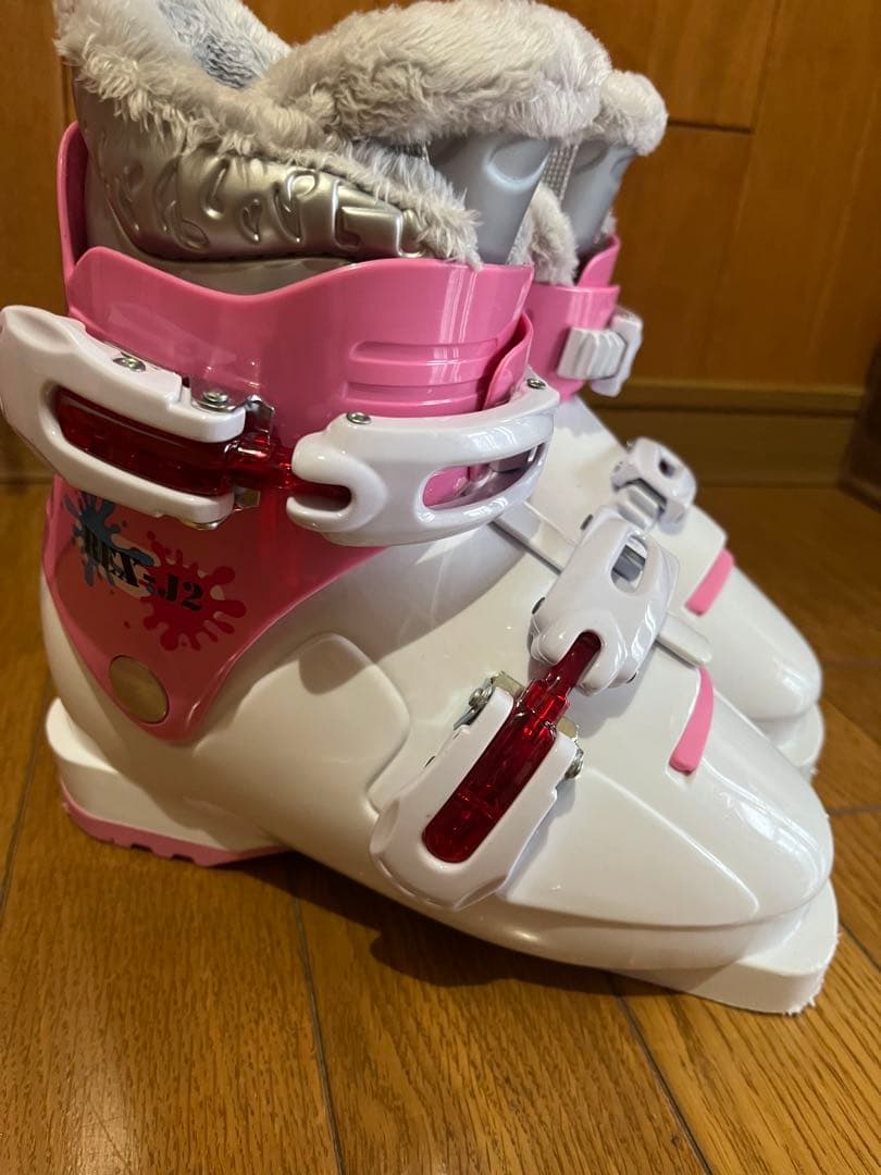 【フルセット】スキー100／ウェア上下／ストック／スキーブーツ／ピンク 女の子