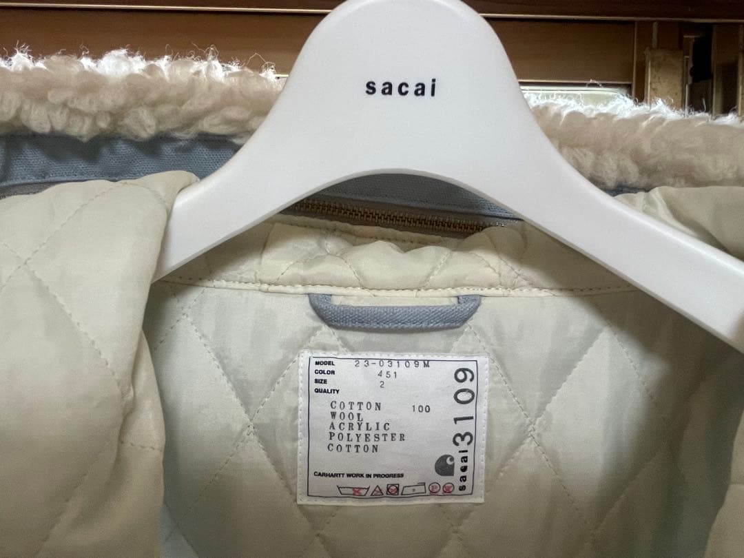 sacai×Carhartt ブルー モッズコート サイズ2