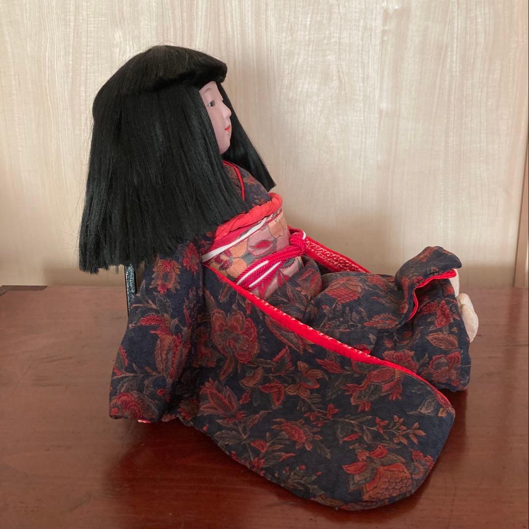 お値下げ美品【工房朋】女の子45cm市松人形森重春幸抱古布着せ替え人形旧家蔵出