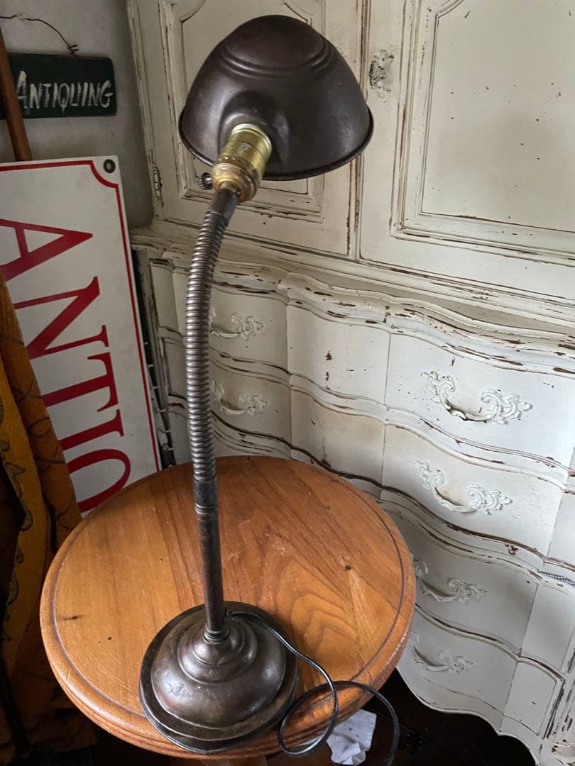 アンティーク　真鍮　グースネック　ランプ　デスク　テーブル　レア　アメリカ