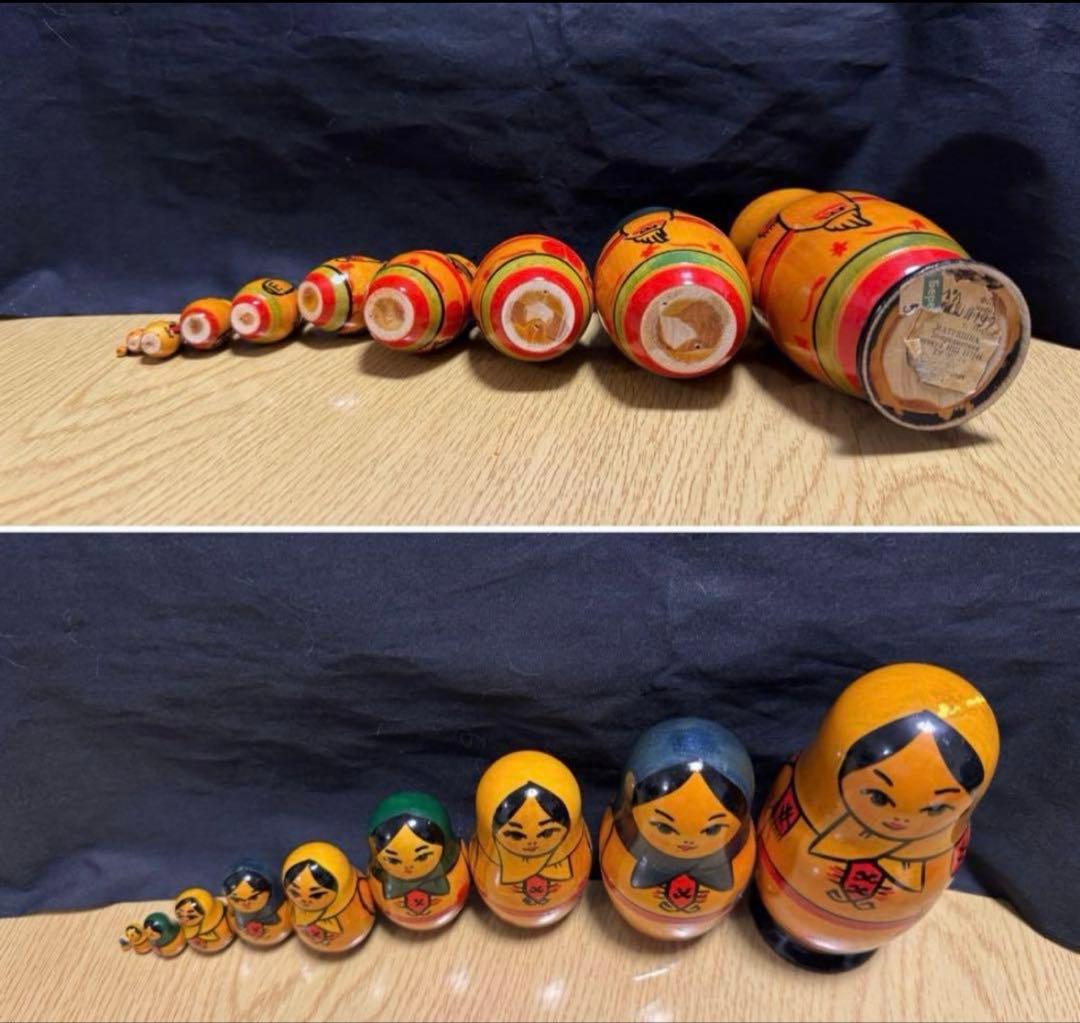 激レア‼️ソビエト　アンティーク　ヨシュカルオラ社　マトリョーシカ　10体