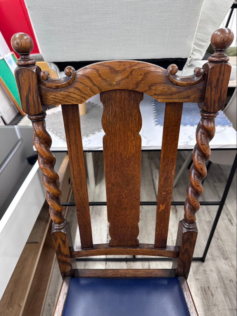 イギリス アンティーク　ダイニングチェア　ハイバック　レザー　１脚