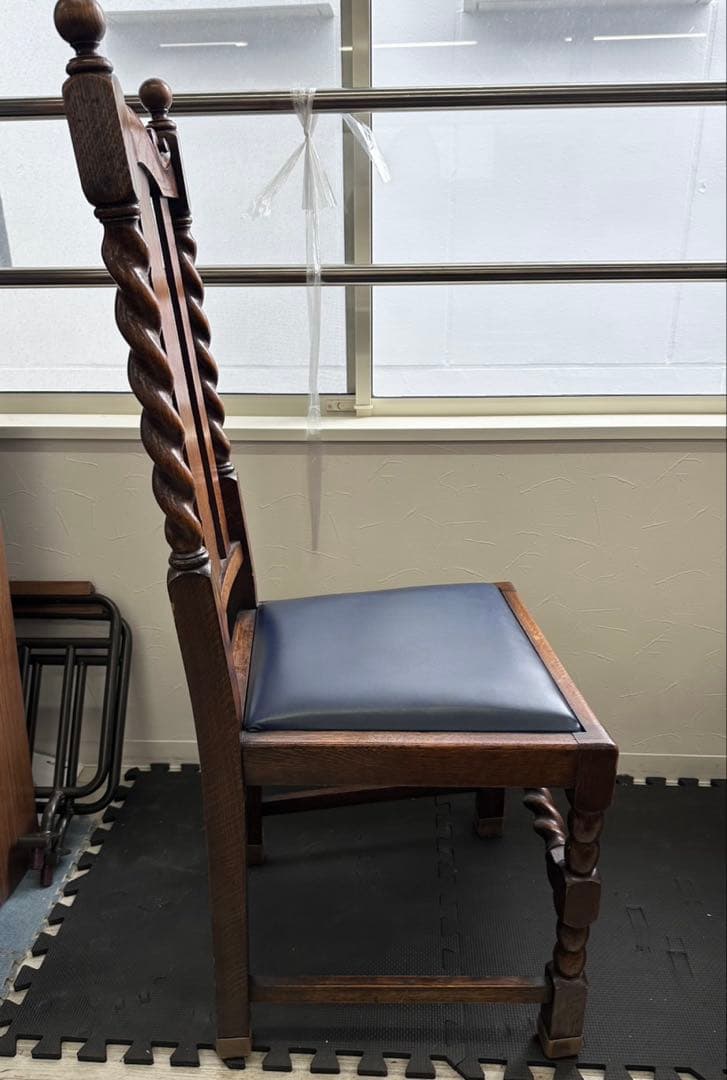 イギリス アンティーク　ダイニングチェア　ハイバック　レザー　１脚