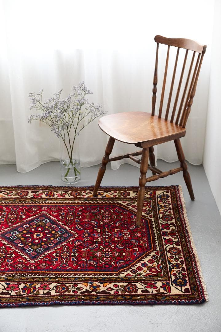 ヴィンテージラグ　ペルシャ絨毯　トライバルラグ（157×105cm）赤　青　黃