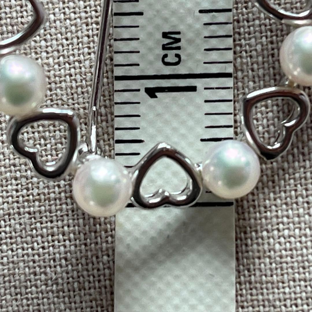 ミキモト　ハート　パール　サークル　ブローチ　シルバー　美品