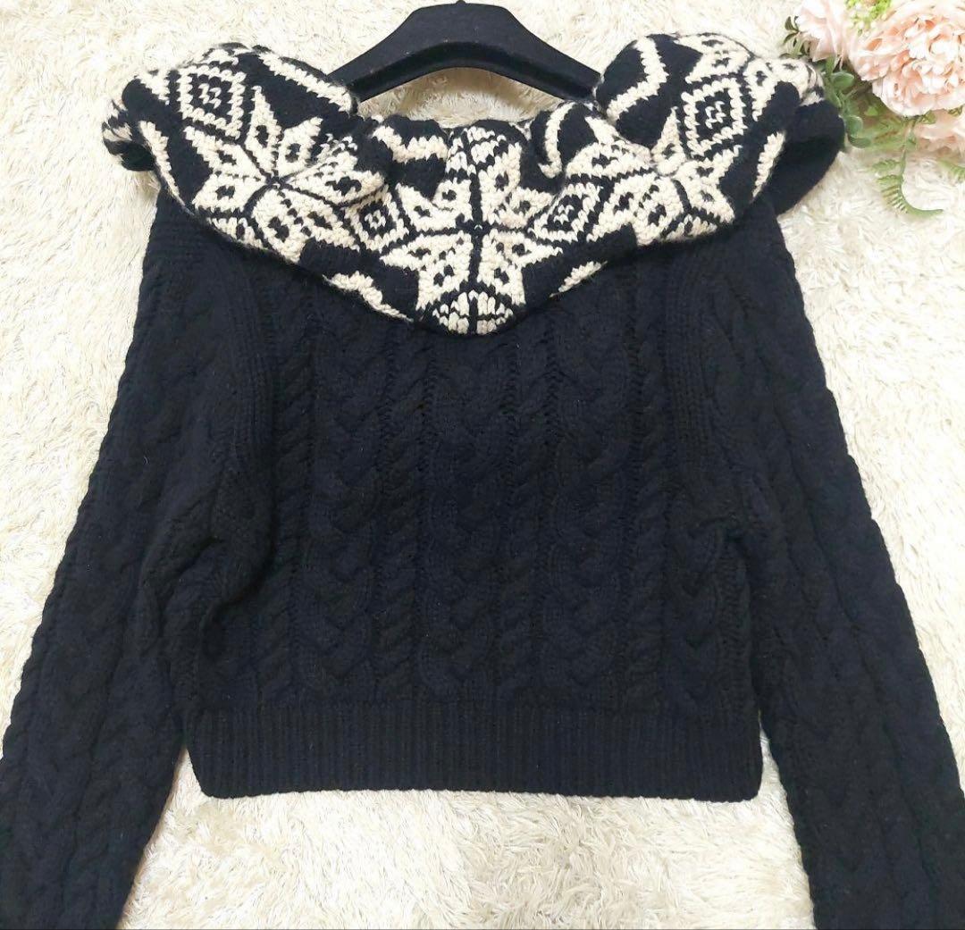 希少 ラルフローレン ウール カシミア ケーブル編み ボリーム襟 ボレロ