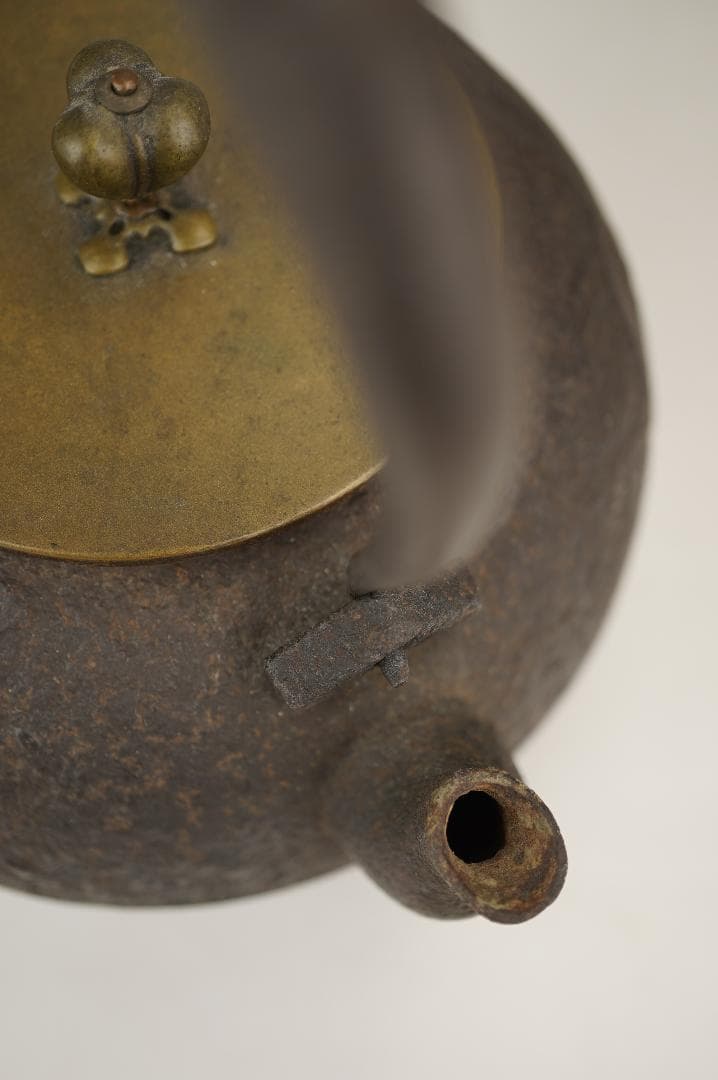 萬龍堂造　玉泉仙史 蘭紋「幽香清韻」丸形小鉄瓶　小振り　小ぶり