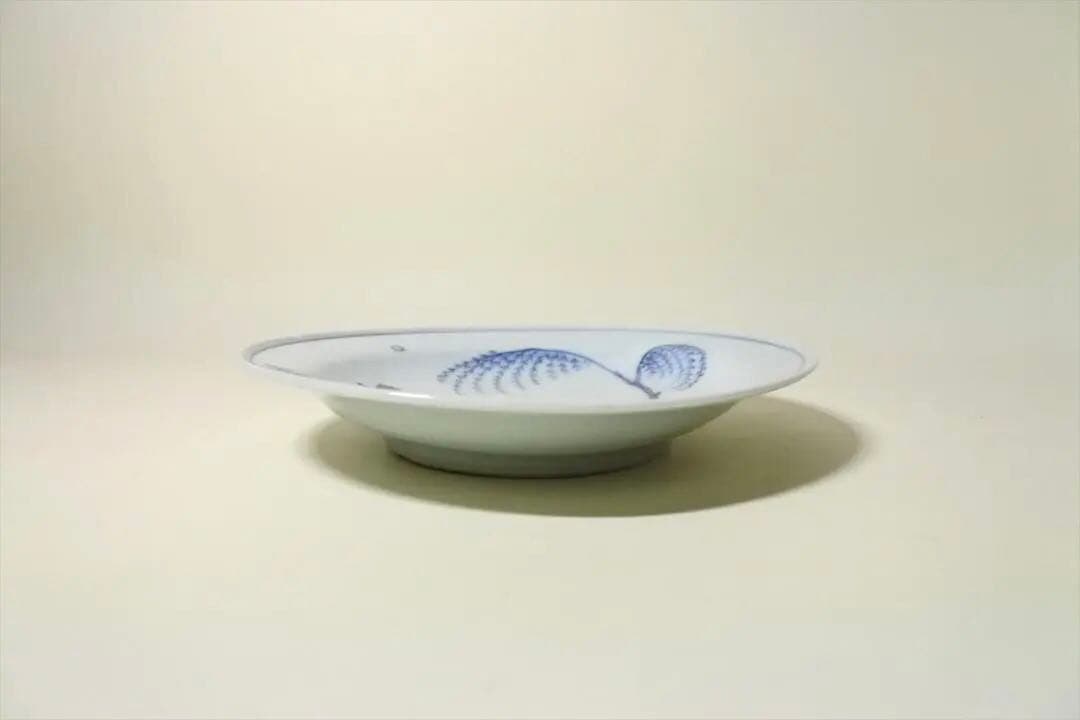 中国明末清初　古染付　舟　人物　風景図　皿　骨董品　アンティーク