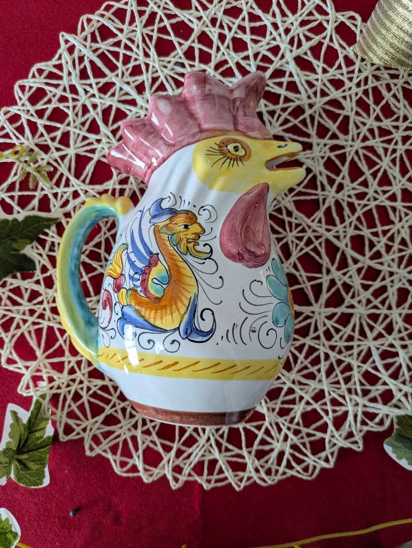 ニワトリピッチャーイタリアアンティーク幸せを守るといわれる一品プレゼントにも