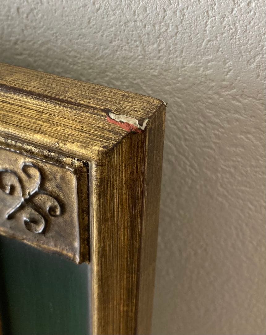 油絵・日本画用額縁　金と緑　角紋模様