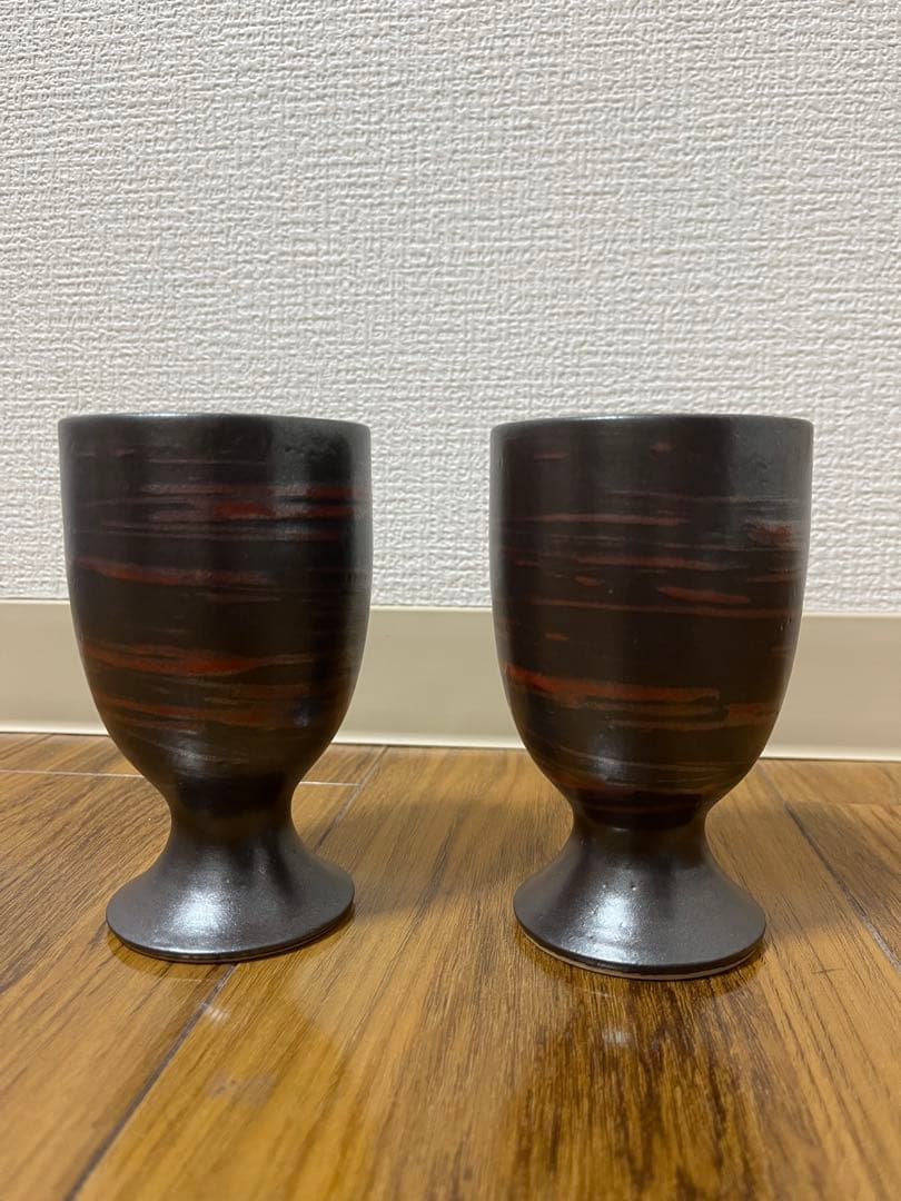 【未使用】小石原焼　人間国宝　福島善三　鉄釉　ぐい呑　セット