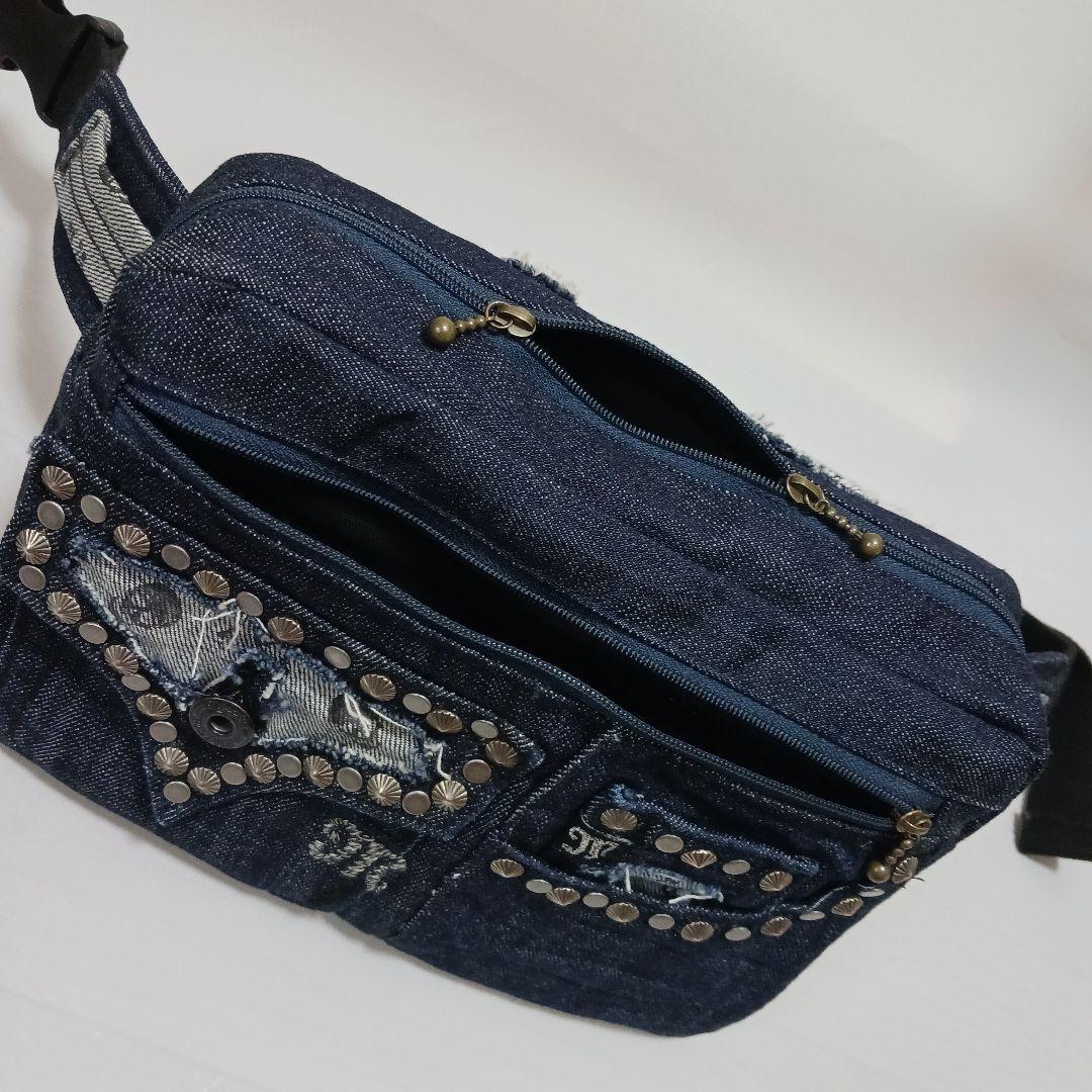 ☆しらゆり☆　リメイクデニム　①ボックス型ウエストポーチ②ショルダーバッグ