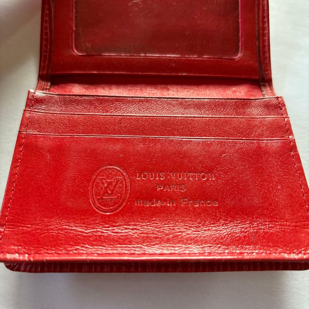 希少 LOUIS VUITTON 赤 レザー 名刺入れ 1980年代